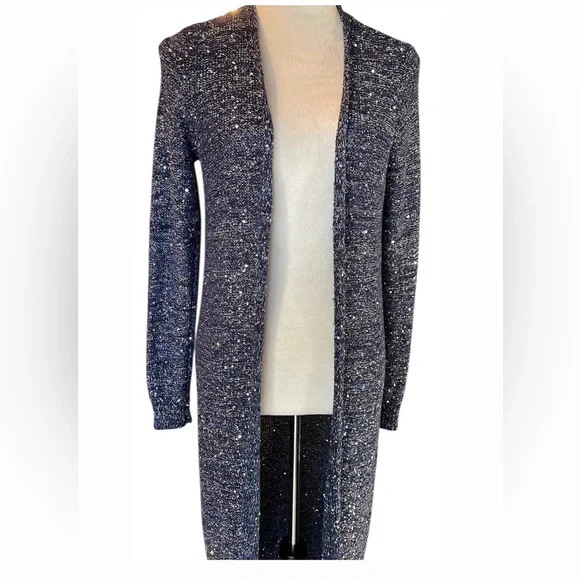 WHBM Blue and Silver Metallic Long Cardigan - Picture 2 of 6